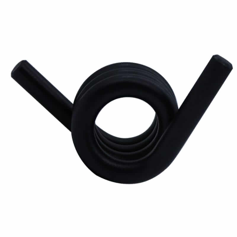 High strength black torsion spring side view for industrial applications