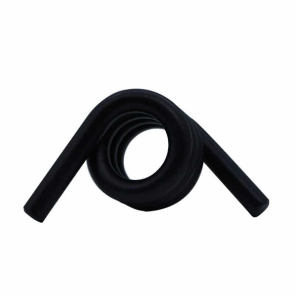 Industrial torsion spring with black coating angled view