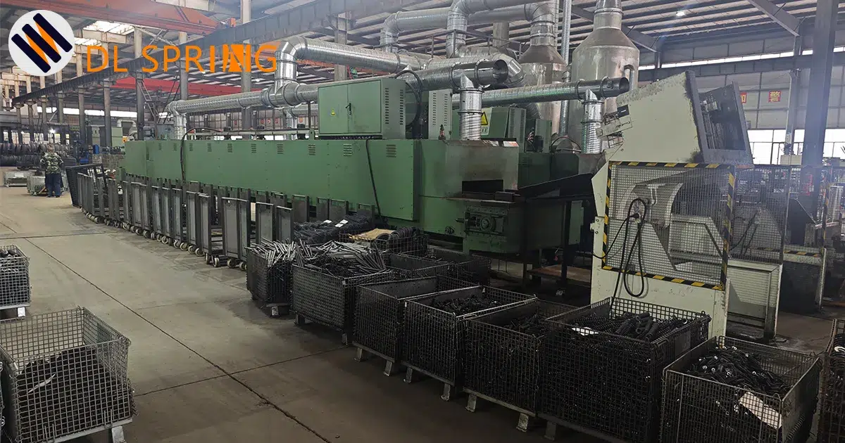 Stress relief annealing equipment for spring heat treatment - Cixi Dili Spring manufacturing facility