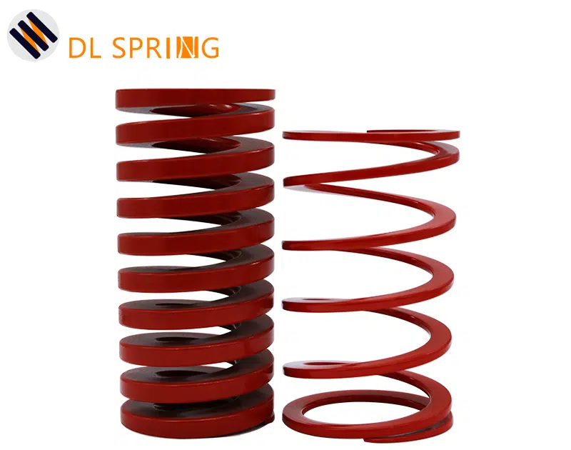 Detail view of large pitch rectangular wire spring showing spacing between coils compared to standard pitch configuration